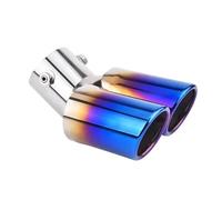 Embout De Silencieux D'échappement Universel Pour Voiture En Acier Inoxydable Bleu Grillé 1 À 2 Double Tuyau Silencieux Arrière De Voiture Collecteur D'échappement"