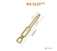 Embout de tournevis à tige hexagonale en alliage d'acier avec PH00 PH00 PH0 PH1 PH2 Tailles pour une utilisation sur divers outils de tournevis (1/4 x 50 x 4,5 x PH2)