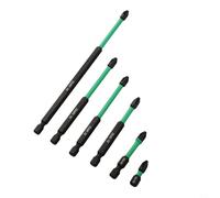 Embout de tournevis magnétique PZ2 de 25 à 150 mm pour embouts de tournevis à tige hexagonale en alliage d'acier, pointes longues robustes avec zone de torsion, 6 tailles : (6 pièces)