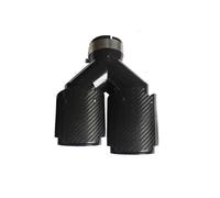 Embout D'Échappement 1 Embout D'échappement En Fibre Carbone Noir Brillant Acier Inoxydable Pour Silencieux Voiture Double Tuyau Y Pour(Left in51-out89mm)