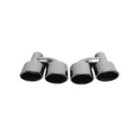 Embout D'éChappement 1 Jeu Tuyaux D'échappement Voiture Entrée 63Mm Acier Inoxydable Double Sortie 115X85Mm Embouts Ovales Pour Classe C Sifflet D'éChappement(Noir)