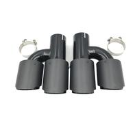 Embout d'échappement 1 Paire H Style Carbone Mat Modèle Double Fiber De + Acier Inoxydable Noir Embout D'échappement Universel Extrémité Tuyau Tuyaux d'échappement(IN 57MM-OUT 89MM)
