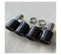 Embout D'échappement 1 Paire Tuyau Silencieux Système Universel Type H Embouts D'échappement À Double Sortie Gauche + Droite En FiberCarbone Brillante Silencieux(ID 51MM-OD 89MM)