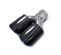 Embout D'echappement 1 PC Brillant Droit en Acier Inoxydable Au Carbone Double Pointe Longueur Égale Tuyau Silencieux Extrémité Queue Milieu Embout D'échappement Gorge Queue(80MM IN-89MM Out)