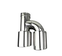 Embout d'échappement 1 Pc Échappement Universel Type H Double Embouts 304 Tuyaux Queue En Acier Inoxydable Silencieux Modifier La Décoration La Buse Extrémités de tuyau pour auto(L In60-Out 76mm)