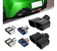 Embout D'éChappement 1 Pièce Embout D'échappement Double Tube À Entrée Carrée En Acier Inoxydable 63 Mm Automobile Sifflet D'éChappement(Silver bend)