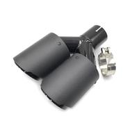 Embout d'échappement 1 Pièces 63MM En 89MM Sortie Double Fiber Carbone + Embout D'échappement Acier Inoxydable Noir Mat Silencieux Tuyau Tuyau Déchappement(80MM IN-101MM OUT)