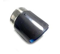 Embout d'échappement 1 Pièces Système D'échappement Universel Fibre Carbone Brillant+Tuyau Acier Inoxydable Bleu Pour BMW Pour M2 Pour M3 Pour M4 Terminal d'échappement(67 IN 76 OUT)