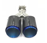 Embout d'échappement 1 Pièces Universel Double Embout D'échappement Brillant En Fiber Carbone Queue Tuyau Bleu Extrémité Quad Pointe Tuyaux d'échappement(60MM IN 114 MM OUT)
