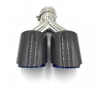 Embout d'échappement 1 Tuyau D'échappement Universel Bleu Brillant Pour Voiture Fibre Carbone + Embout D'échappement Acier Inoxydable Terminal d'échappement(70 IN 101 OUT)