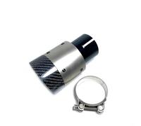 Embout d'échappement 1Pcs Sortie 89mm 101mm Tuyau D'échappement Demi-Alliage D'aluminium Argenté Avec Embout Silencieux Fibre Carbone Semi-Brillant Pour Voitures Terminal d'échappement(ID 51-OD 89)