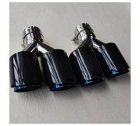 Embout D'échappement 2 Pièces Y Tuyau Double Embouts D'échappement Voiture Universel Brillant Fiber De Carbone Bleu Inoxydable Sortie Tuyaux Silencieux(ID 70MM-OD 89MM)
