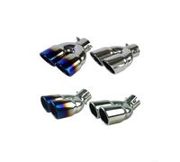 Embout d'échappement 4 couleurs, entrée 63 mm, double sortie en acier inoxydable, silencieux de voiture, embout de tuyau d'échappement boulonné, embout d'échappement brillant(S-Silver-1pcs)