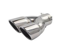 Embout d'échappement double 76 mm pour voiture - Embout d'échappement universel en acier inoxydable - Double sortie en forme de Y - Bouche inclinée - Embout d'échappement droit