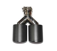 Embout d'échappement Double Embout D'échappement Automatique Universel En Fiber Carbone + Acier Inoxydable 63mm/101mm Tuyau À Extrémité Tuyaux d'échappement(60MM IN-89MM OUT)