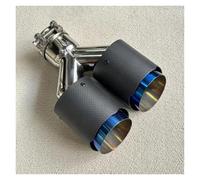 Embout d'échappement Double Embouts D'échappement En Fiber Carbone Mat En Acier Inoxydable Bleu Tuyau D'extrémité À Double Queue D'échappement Pour Universel Extrémités tuyau auto(ID 51mm-OD 101mm)