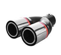 Embout d'échappement double - Universel - Pour sport - Aspect acier inoxydable - Rond - Jusqu'à 56 mm - Chromé AutoHobby