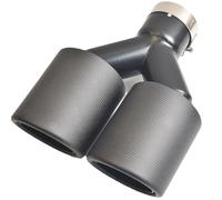 Embout D'éChappement Embout De Silencieux D'échappement Universel Double Noir Mat Longueur Égale En Acier Bleu Carbone Brillant Sifflet D'éChappement(51-101mm)