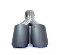 Embout d'échappement Embout D'échappement Universel Double Extrémité Fibre Carbone Véritable Et Mat Bleu Acier Inoxydable Pour Voiture Pour VW 1 Pièce Turbo Sound Sifflet(ID 83-OD 101)