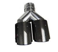 Embout D'Échappement Embout D'échappement Universel Pour Voiture Double Extrémité En Fibre Carbone Et Acier Inoxydable Bleu Brûlé Pour BENZ 1 Pièce(Right in63-out101mm)