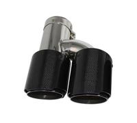 Embout d'échappement Embout Silencieux Brillant En Fiber Carbone Forme H Tuyau D'échappement À Double Sortie Buse Universelle Acier Inoxydable Argent Tuyau Déchappement(Left 63mm-101mm)