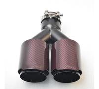 Embout d'échappement Embout Silencieux Brillant Fibre Carbone Rouge Voiture Forme Y Double Sortie Tuyau D'échappement Buse Décorative Universel Acier Inoxydable Auto Fuyal Sifflet(60 IN -89 OUT)