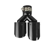 Embout d'échappement Embout Silencieux Brillant Fibre Carbone Voiture Forme Y Double Sortie Tuyau D'échappement Buse Décorative Universel Acier Inoxydable Turbo Sound Sifflet(63.5-89-Left)