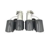 Embout d'échappement Embout Silencieux D'échappement Brillant Carbone Voiture Forme H Double Sortie Universel Acier Inoxydable Pour Toute Auto Fuyal Sifflet(ID 70-OD 114)