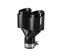 Embout D'échappement Embout Silencieux D'échappement Brillant Fiber Carbone, Forme Y, Double Sortie, Buse Silencieux, Décoration Universelle,Acier Inoxydable, Noir Silencieux(51mm-89mm-Left)