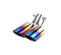 Embout D'Échappement Embout silencieux d'échappement en acier inoxydable 2,5 pouces pour voiture double tuyau garniture gorge arrière pour la plupart voitures Tuyaux Queue Voiture(Burnt blue bent)