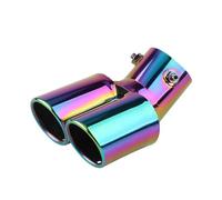 Embout D'Échappement Embout silencieux d'échappement en acier inoxydable 2,5 pouces pour voiture double tuyau garniture gorge arrière pour la plupart voitures Tuyaux Queue Voiture(Neonchrome bent)