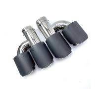 Embout d'échappement Embout Silencieux D'échappement Mat Fibre Carbone Voiture Forme H Double Sortie Décoration Buse Universel Acier Inoxydable Turbo Sound Sifflet(60 IN 101 OUT)