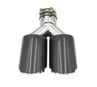 Embout d'échappement Embout Silencieux Fibre Carbone Brillant 1 Pièce Embout D'échappement Double Embout Silencieux Tuyau D'échappement Universel Acier Inoxydable Terminal d'échappement(70 IN 101 OUT)