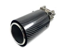 Embout d'échappement Embout Silencieux Fibre Carbone Brillant 1 Pièce Système D'échappement Tuyau Buse Universelle Droite Acier Inoxydable Noir Terminal d'échappement(76 IN -89 OUT)