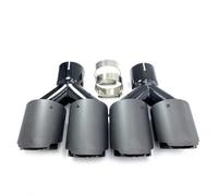 Embout d'échappement Lot 2 Embouts Silencieux Fibre Carbone Mat Forme Y Double Sortie Pour Tuyau D'échappement Décoration Universelle Acier Inoxydable Turbo Sound Sifflet(76 IN 101 OUT)