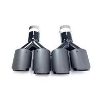 Embout d'échappement Lot 2 Embouts Silencieux Fibre Carbone Mat Forme Y Double Sortie Tuyau D'échappement Décoration Universelle Acier Inoxydable Noir Terminal d'échappement(IN 67-OUT 89)