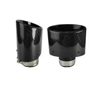 Embout D'éChappement Lot De 2 Embouts D'échappement Universels En Fibre Carbone Brillante Ovales Noir Brillant Sifflet D'éChappement(51mm-115mm)