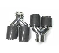 Embout D'echappement Pour Benz Une Paire Y Style Brillant Carbone Acier Inoxydable Échappement Double Embouts Universels Embouts D'échappement Extrémités tuyau auto(IN 70MM-OUT 114MM)