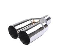 Embout D'Échappement Rond Oblique Inox Silencieux D'échappement Universel À Double Cylindre En Acier Inoxydable Entrée 63 Mm Sortie 76 Mm