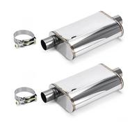 Embout d'échappement Silencieux 1 Paire Silencieux D'échappement Universels 63.5/76mm, Avec Pinces, Entrée Sortie D'air, Double Exportation, Corps Tambour Ovale 14 Pouces
