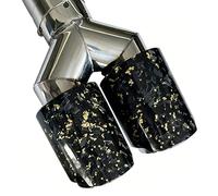 Embout d'échappement Silencieux 1 Pièce Feuille D'or Forgé Fiber Carbone + Argent Acier Inoxydable Double Embout D'échappement Extrémité Tuyau Modification Silencieux