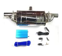 Embout d'échappement Silencieux D'échappement 51/63/76Mm À Valve Variable Avec Télécommande/pompe Vide Acier Inoxydable Universel Forme T Une Entrée Deux Sorties Turbo Sound Sifflet(51MM+Vacuum Pump)