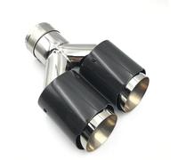 Embout d'échappement Silencieux Universel À Double Pointe En Acier Inoxydable Carbone Brillant Longueur Égale Extrémité D'échappement Central 1 Pièces Tuyaux d'échappement(IN 63MM-OUT 114MM)