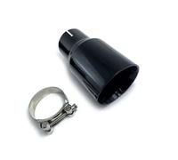 Embout d'échappement Tuyau D'échappement Noir Brillant En Acier Inoxydable Modifié Pour Voiture Pointe Silencieux Universelle Biseautée Brillante 1 Pièce Tuyau Déchappement(IN 48MM-OUT 89MM)