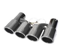 Embout D'échappement Universel Double Brillant Rond En Fibre De Carbone Pour BMW Série 5 H 2 Pièces En Acier Inoxydable Noir Embouts D'éChappement(48MM IN 89MM OUT)