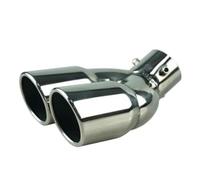 Embout d'échappement voiture Accessoires Auto Silencieux D'échappement Universel À Double Sortie(58mm Silver Curved)