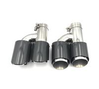 Embout Echappement 1 paire H Style double brillant en Fiber de carbone acier inoxydable universel Automobile tuyau d'échappement silencieux voiture accessoires embout(54 IN 101 OUT)