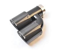 Embout Echappement 1 PC Voiture Noir En Acier Inoxydable Droit Silencieux Tuyau Bouclé Carbone H Style Côté Gauche Extrémité Queue Embout D'échappement(51-101MM)