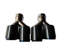 Embout Echappement 2 Pièces Y Tuyau Double Embouts D'échappement Voiture Universel Brillant Fiber Carbone Bleu Inoxydable Double Sortie Tuyaux D'échappement Tip Tail Throat(ID 76MM-OD 76MM)