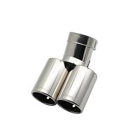 Embout Echappement 63 MM Voiture Universel Style Silencieux Échappement Queue Gorge Tuyau Pointe Plat Coude Acier Inoxydable Multi-taille Double Sortie Silencieux(Silver 67MM)